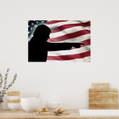 Trump Silhouette Flag Poster ポスター (キッチン)