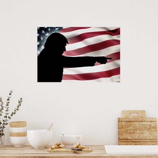 Trump Silhouette Flag Poster ポスター (キッチン)