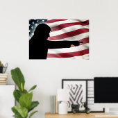 Trump Silhouette Flag Poster ポスター (ホームオフィス)