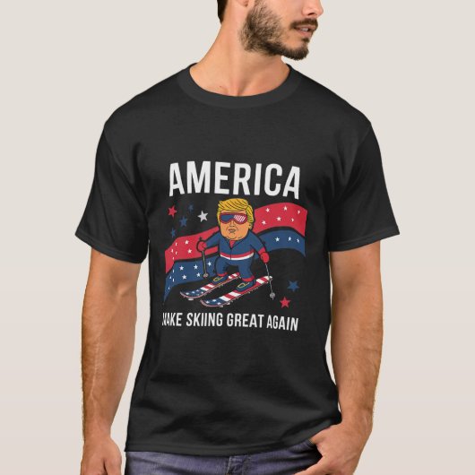 Trump Ski Usa - Christmas Make Skiing Great Again Tシャツ (正面)