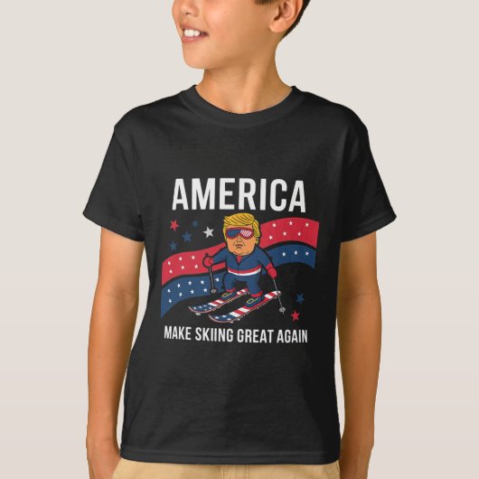 Trump Ski Usa - Christmas Make Skiing Great Again Tシャツ (正面)