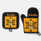 Trump/Snowflake Oven Mitt & Pot Holder 鍋つかみ&鍋敷きセット (正面)