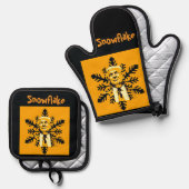 Trump/Snowflake Oven Mitt & Pot Holder 鍋つかみ&鍋敷きセット (正面/裏面)