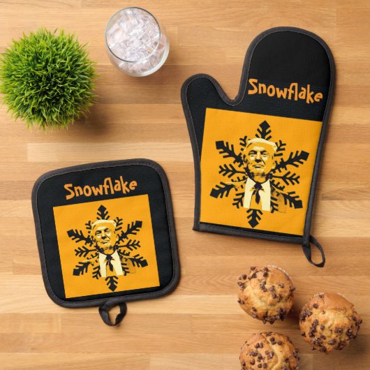 Trump/Snowflake Oven Mitt & Pot Holder 鍋つかみ&鍋敷きセット (トップダウン)