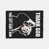 Trump Thank God The Left Can't Aim , Small, Black  フリースブランケット (正面(横))