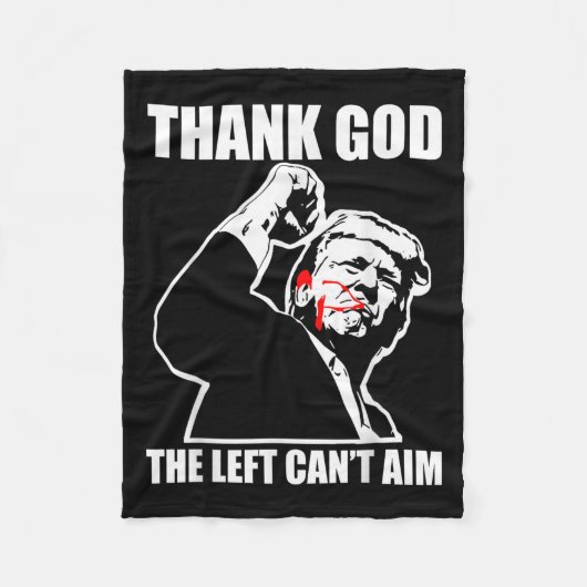Trump Thank God The Left Can't Aim , Small, Black  フリースブランケット (正面)