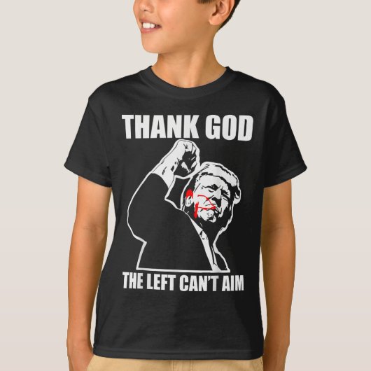Trump Thank God The Left Can't Aim , Small, Black  Tシャツ (正面)