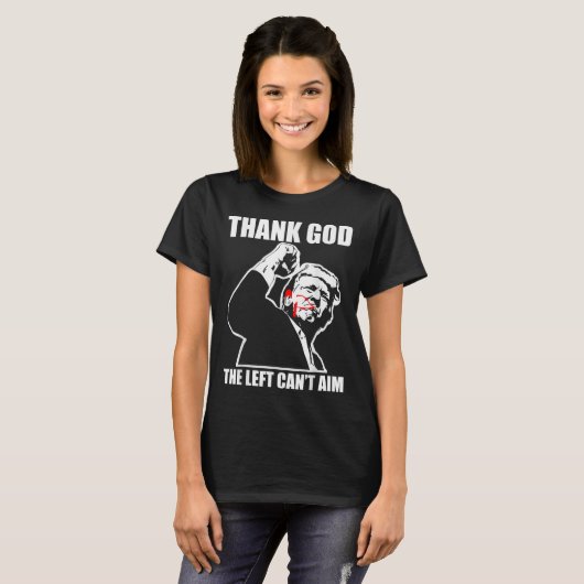 Trump Thank God The Left Can't Aim , Small, Black  Tシャツ (正面フル)