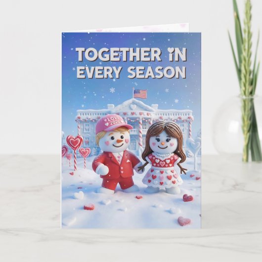 Trump Valentine's Day Card | Snowman Trump USA 250 カード (正面)