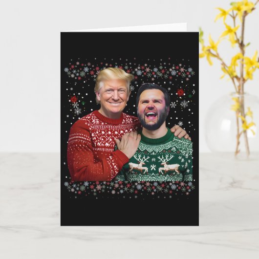 Trump Vance Brothers Funny Ugly Christmas Xmas Swe カード (黄色い花)