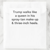Trump walks like a queen Hankamer Artjunkhaus Fun! 長方形シール (バッグ)
