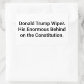 Trump Wipes Rump Constitution Hankamer Artjunkhaus 長方形シール (バッグ)