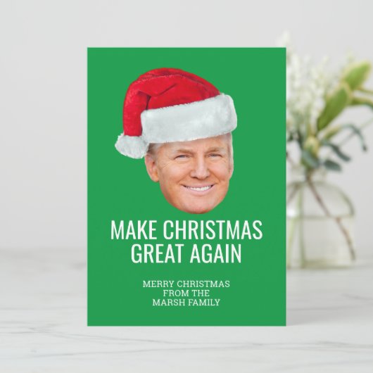 Trump with Santa Hat - Make Christmas Great Again カード (スタンド正面)
