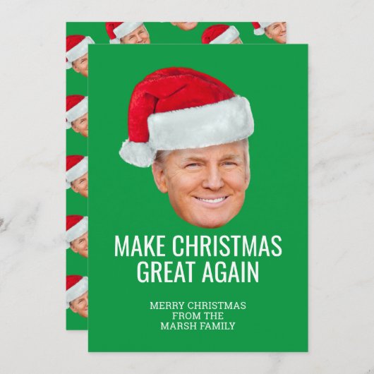Trump with Santa Hat - Make Christmas Great Again カード (正面/裏面)