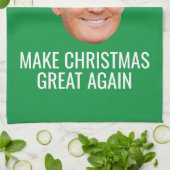 Trump with Santa Hat - Make Christmas Great Again キッチンタオル (折り畳み)