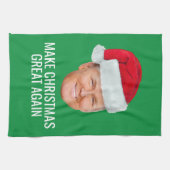 Trump with Santa Hat - Make Christmas Great Again キッチンタオル (横)