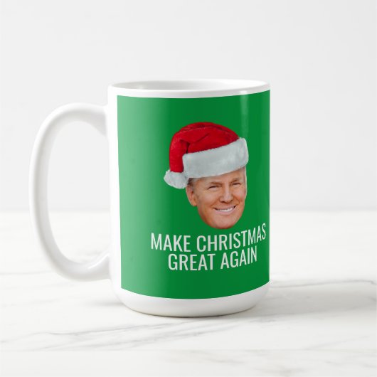 Trump with Santa Hat - Make Christmas Great Again コーヒーマグカップ (左)