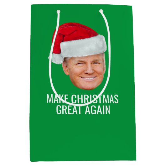 Trump with Santa Hat - Make Christmas Great Again ミディアムペーパーバッグ (正面)