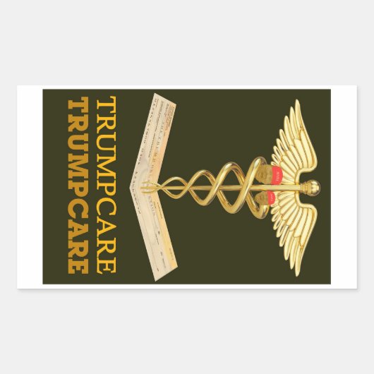 TrumpCare- – 二つの帽子 長方形シール (正面)