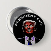Trumpensteinの写真を持つ"Evil大統領" 缶バッジ (正面&裏面)