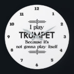 Trumpet – 自遊体のおもしろいDeco Music ラージ壁時計<br><div class="desc">デコおもしろいスタイルの白黒トランペットのデザインは私がトランペットと言う遊のは、それが自分自身を行うつもりはないため遊。セクションに入ると、背景色を好きな色に変更でカスタマイズきます。大人も子供も！</div>