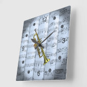 Trumpet～転がシート音楽～青味を帯びた背景～  スクエア壁時計 (傾斜)