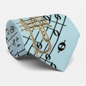 Trumpet And Music Notes On Blue ネクタイ (ロール)