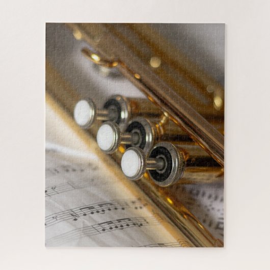 Trumpet and Sheet Music Brass Instrument ジグソーパズル (縦)