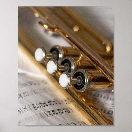 Trumpet and Sheet Music Brass Instrument ポスター (正面)