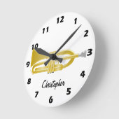 Trumpet Design Personalised ラウンド壁時計 (傾斜)