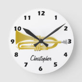 Trumpet Design Personalised ラウンド壁時計 (正面)