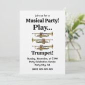 Trumpet Instrument Trumpeter Musical Party 招待状 (スタンド正面)