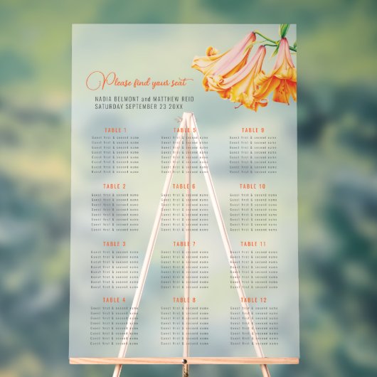 Trumpet lilies wedding 12 table seating chart  アクリルサイン (ニュートラル)