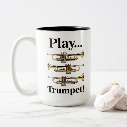 Trumpet Music Band Instrument ツートーンマグカップ (ドーナツ)