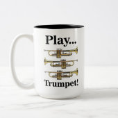 Trumpet Music Band Instrument ツートーンマグカップ (左)