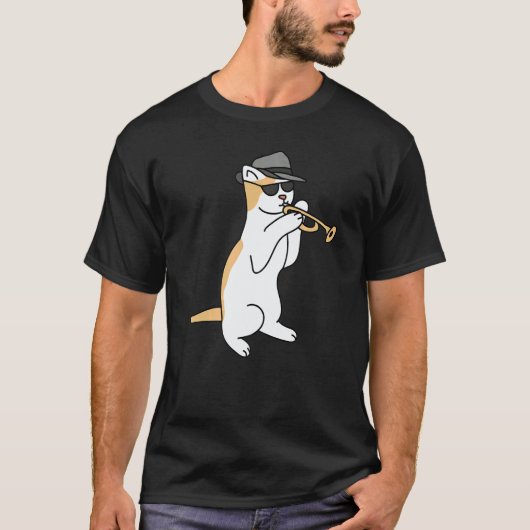 Trumpet Player Cat Jazz   Tシャツ (正面)