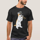 Trumpet Player Cat Jazz Tシャツ (正面)