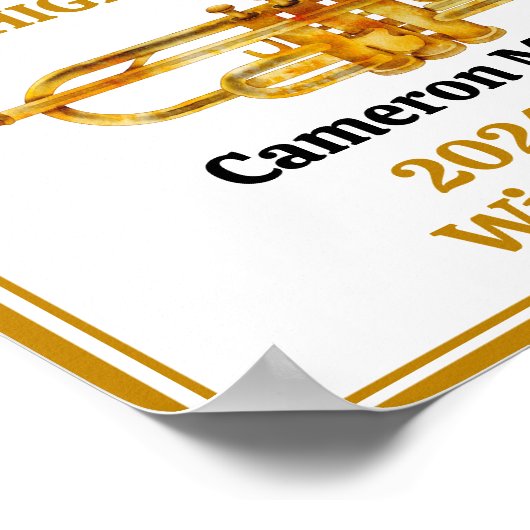 Trumpet Player High School Band Gold Personalized ポスター (角)