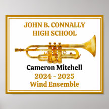 Trumpet Player High School Band Gold Personalized