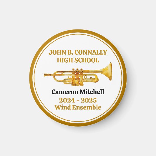 Trumpet Player High School Band Gold Personalized マグネット (正面)