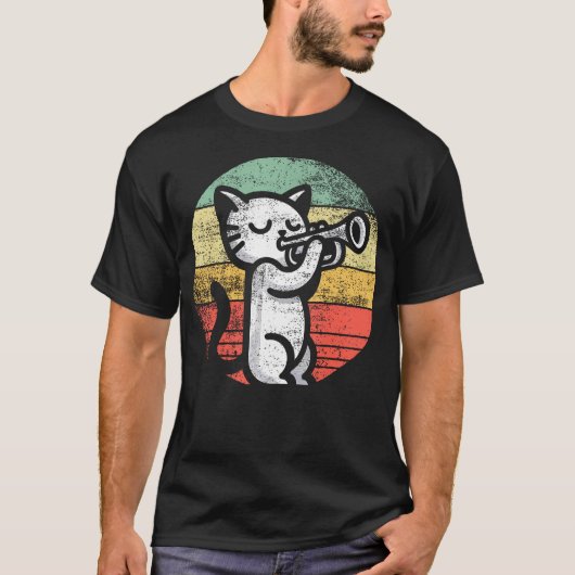 Trumpet Player I Cat Plays Trumpet Tシャツ (正面)