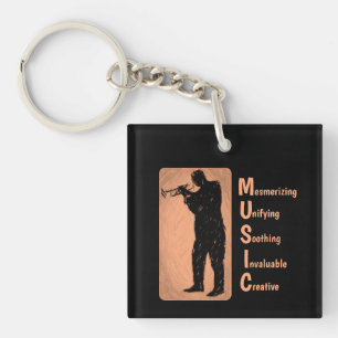 Trumpet Player Music Keychain(トランペットプレーヤーの音楽キーチェーン キーホルダー