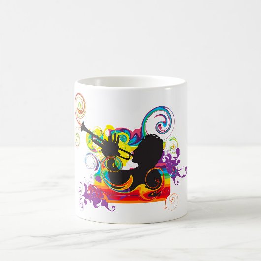 Trumpet Player Silhouette Retro Psychedelic Music コーヒーマグカップ