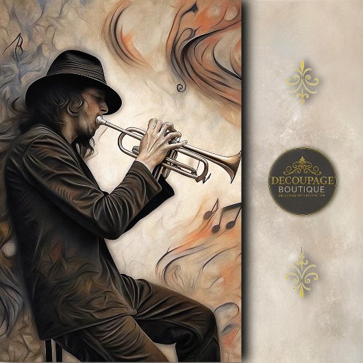 Trumpet Player with Abstract Motion Decoupage 薄葉紙