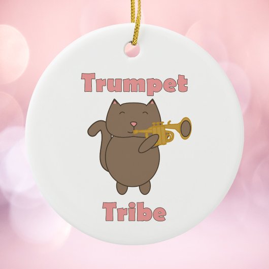 Trumpet Tribe Brown Cat Pink セラミックオーナメント