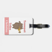Trumpet Tribe Brown Cat Pink Personalize ラゲッジタグ (裏面横)
