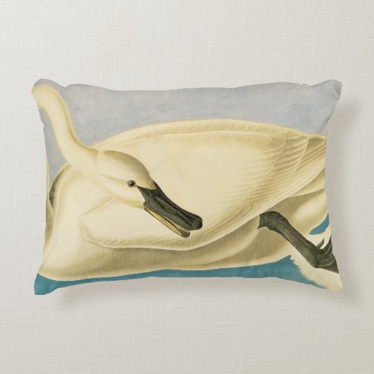 Trumpeter Swan by John James Audubon, Birdヴィンテージ アクセントクッション (正面)