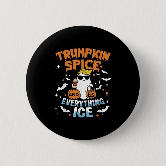 Trumpkinの情景とすべての氷の秋のハロウィン 缶バッジ (正面)