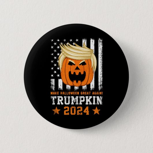 Trumpkin 2024 Usaが再びハロウィン素晴らしを作おもしろいる 缶バッジ (正面)