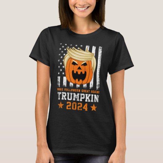 Trumpkin 2024 Usaが再びハロウィン素晴らしを作おもしろいる Tシャツ (正面)